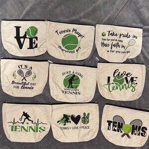 Choose One Tennis Themed Canvas Pouches